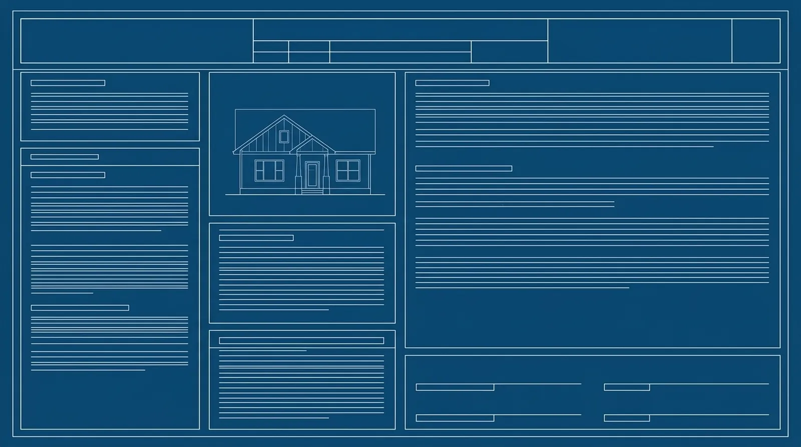 Drafting-line illustration of an appraisal report page with a house diagram
