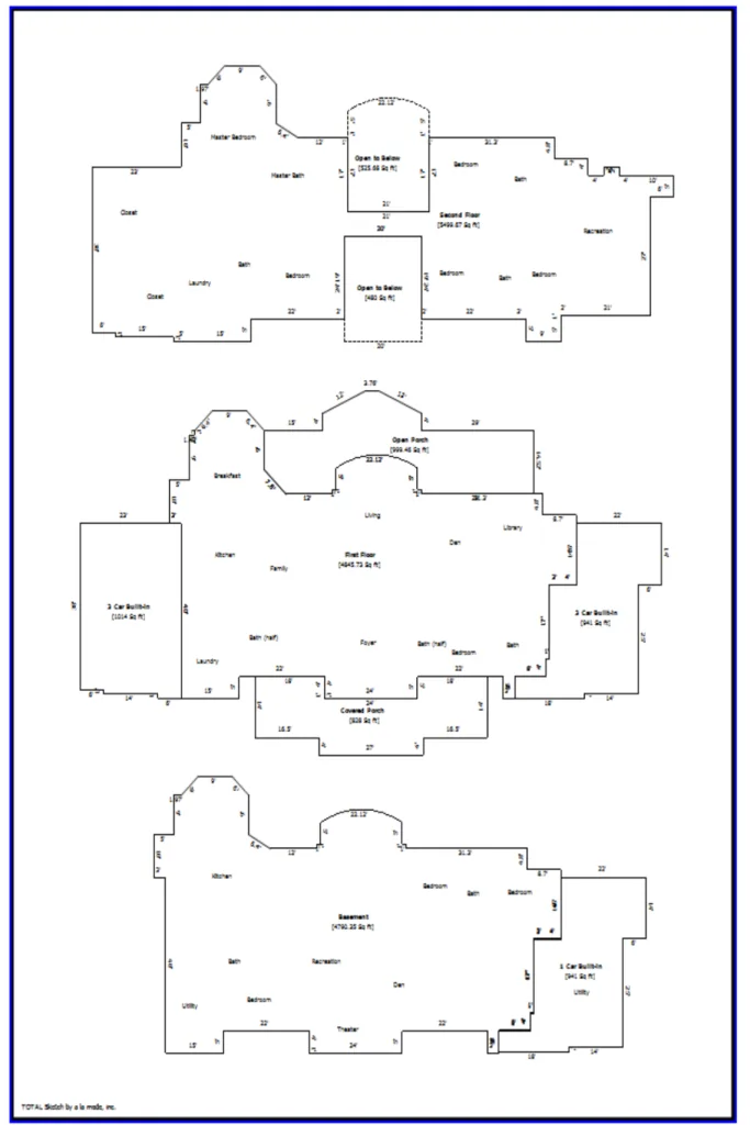 Floor plan sketch with room dimensions