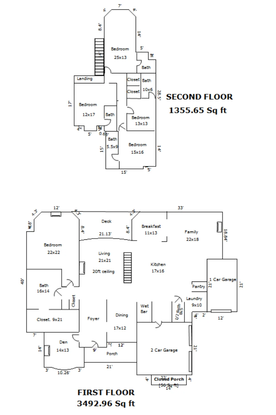 Detailed layout with fixtures and door locations