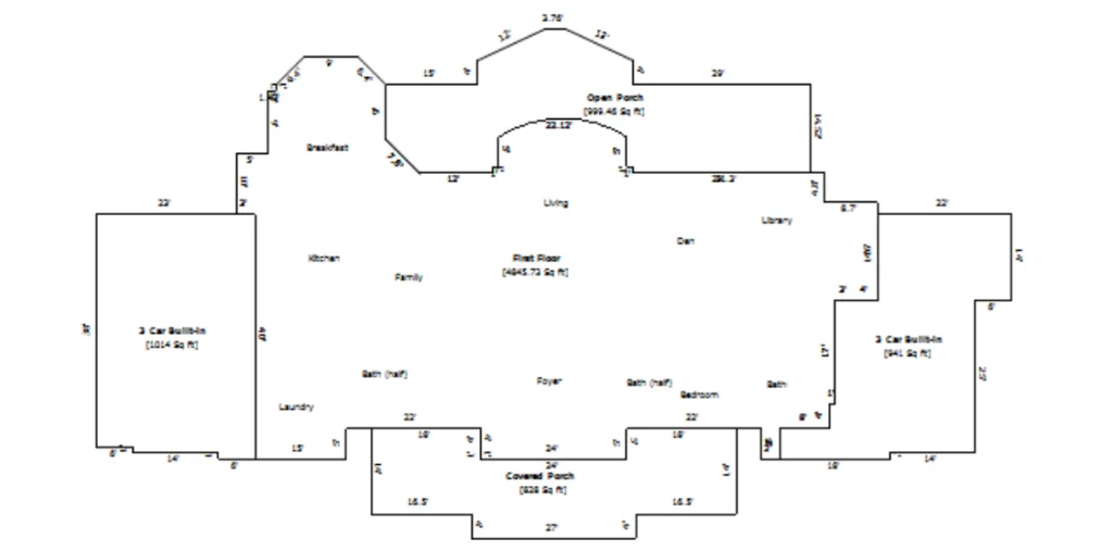 Gross living area sketch with exterior dimensions